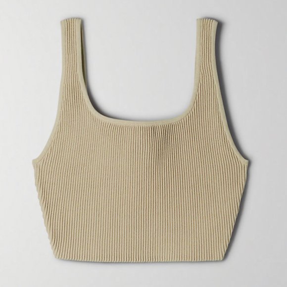 Babaton Ribbed Tank Top in Beige - Picture 1 of 4